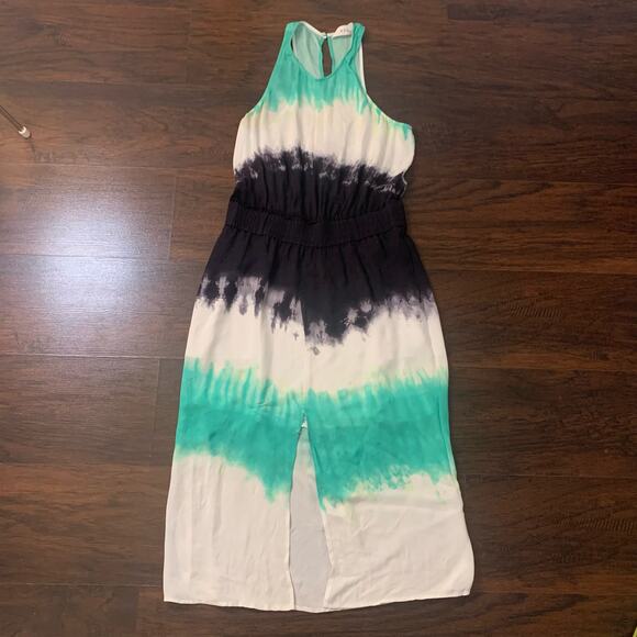 A.L.C. Tallulah white green & navy tie-dye sleeveless silk midi dress size 6 - Picture 8 of 15